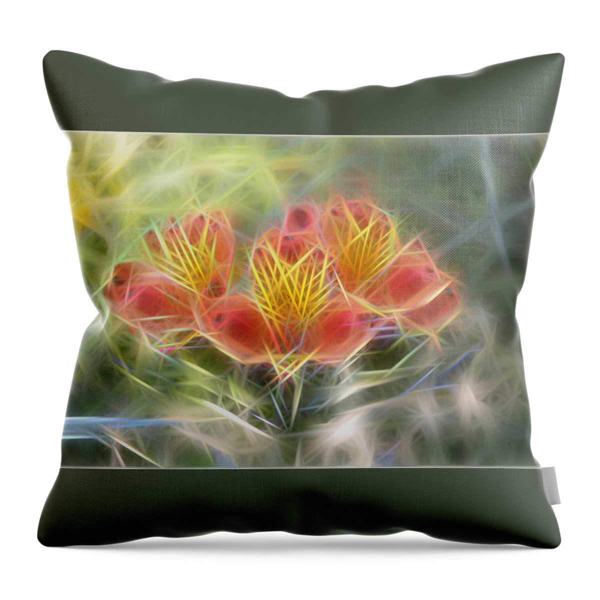 Flower Throw Pillow featuring the digital art Flower Streaks by Carol Crisafi