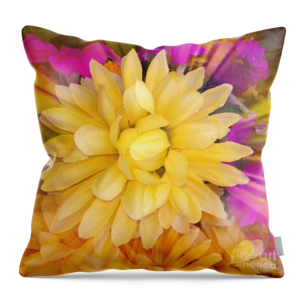 Photograph Yellow Flower Nature Beauty Sunburst Throw Pillow featuring the photograph Flower Sunburst by Gayle Price Thomas