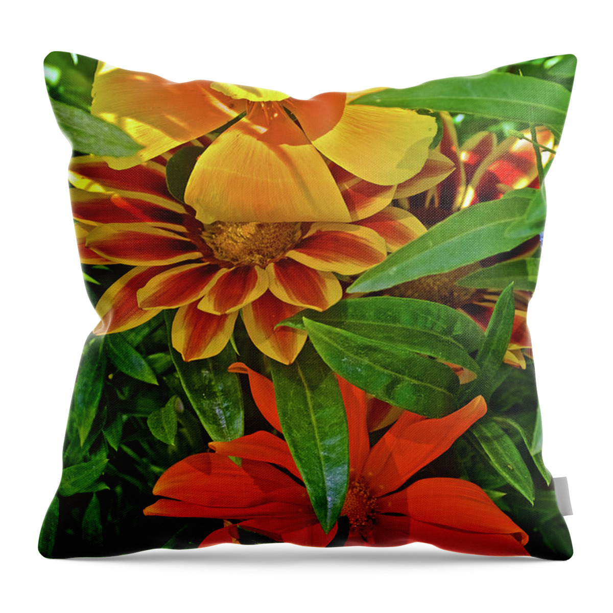 Flower Totem Pole On Harvard St. In Claremont Throw Pillow featuring the photograph Flower Totem Pole on Harvard St. Claremont, California by Ruth Hager