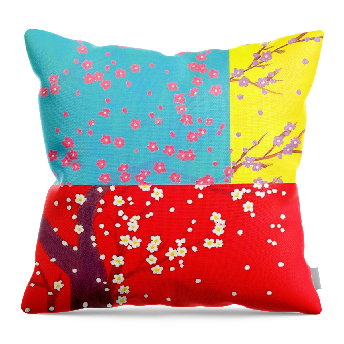 Spring Throw Pillow featuring the painting Flower tree by Wonju Hulse