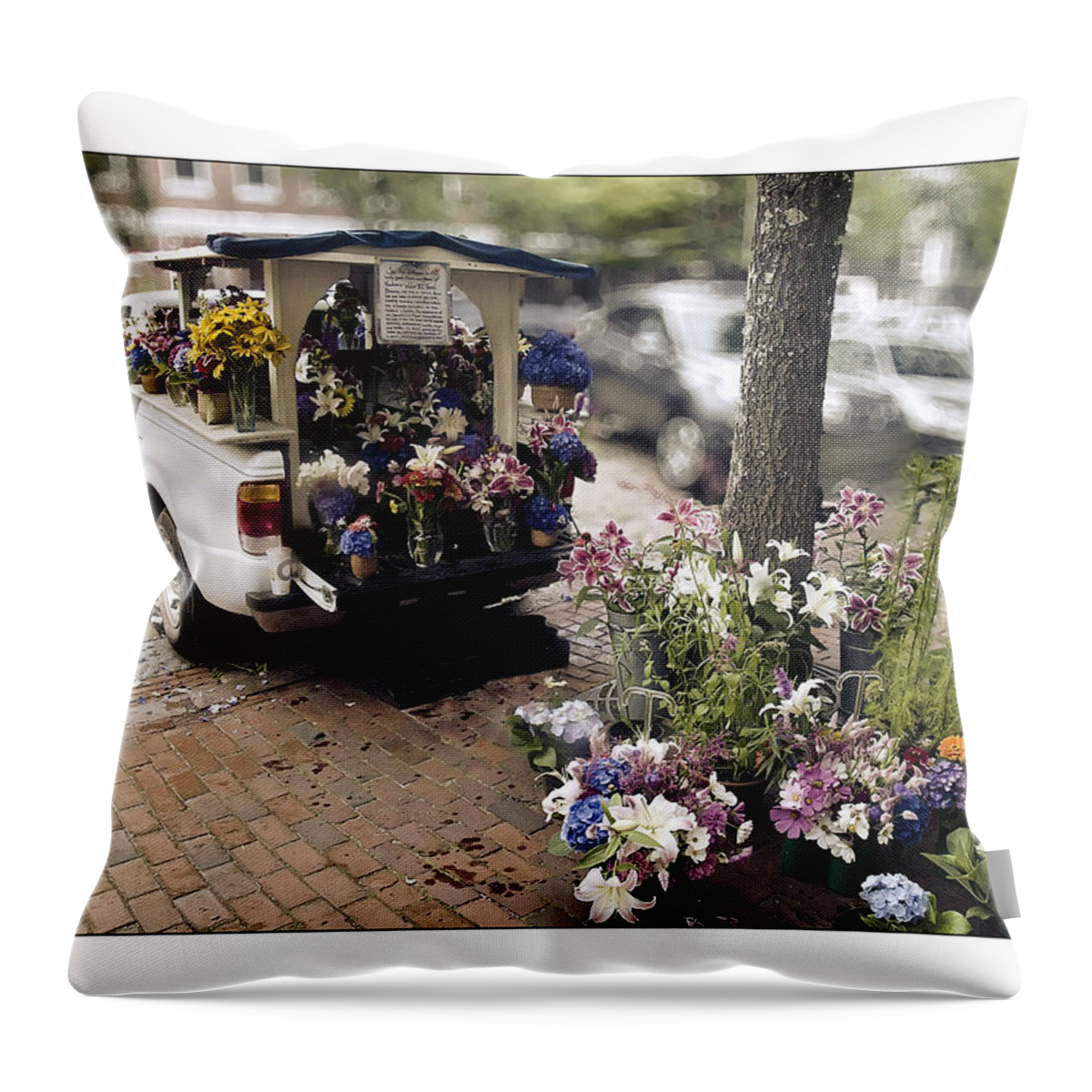 Nantucket Throw Pillow featuring the photograph Flower Truck on Nantucket by Tammy Wetzel