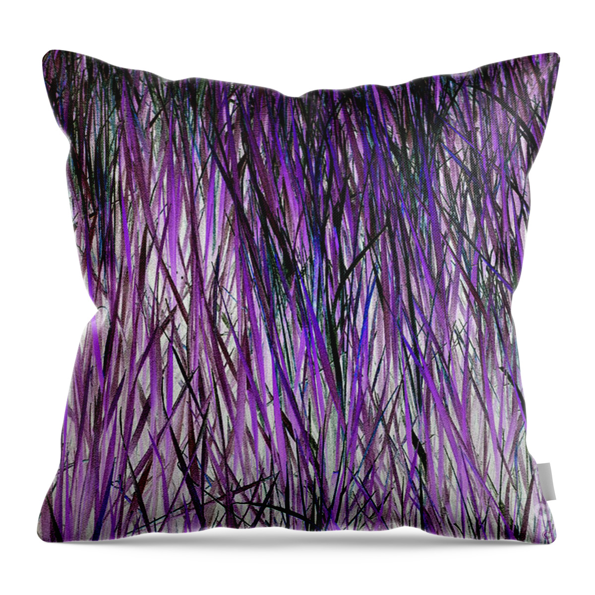 Pink Grass Throw Pillow featuring the digital art Flowering Grass of the Future by Afroditi Katsikis