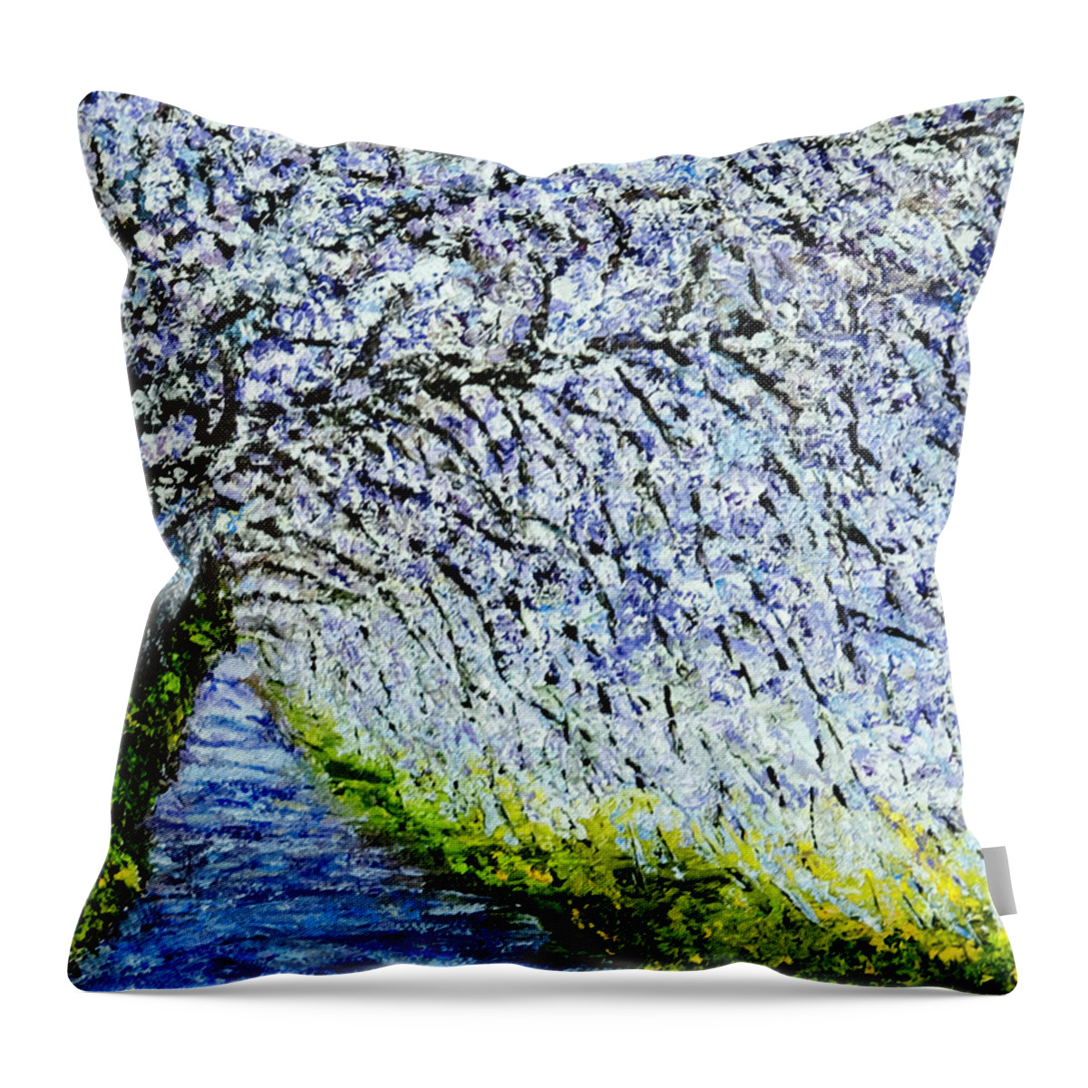 Impressionist Throw Pillow featuring the painting Flowering Tree Lane by Terry R MacDonald
