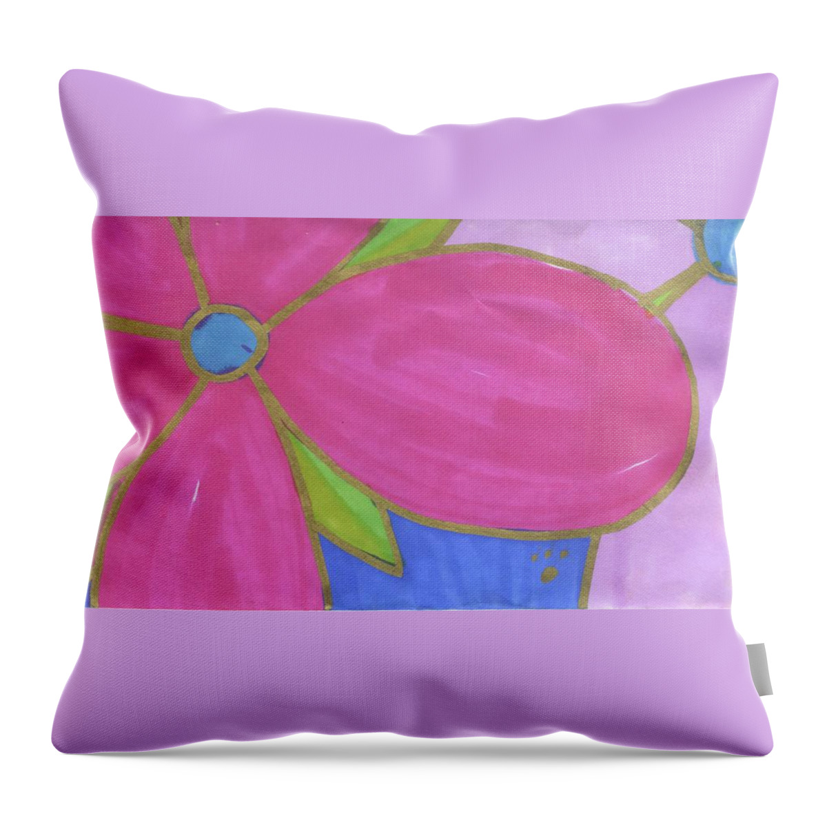 Drawing Throw Pillow featuring the drawing Flowers-11 by Luke Anichini