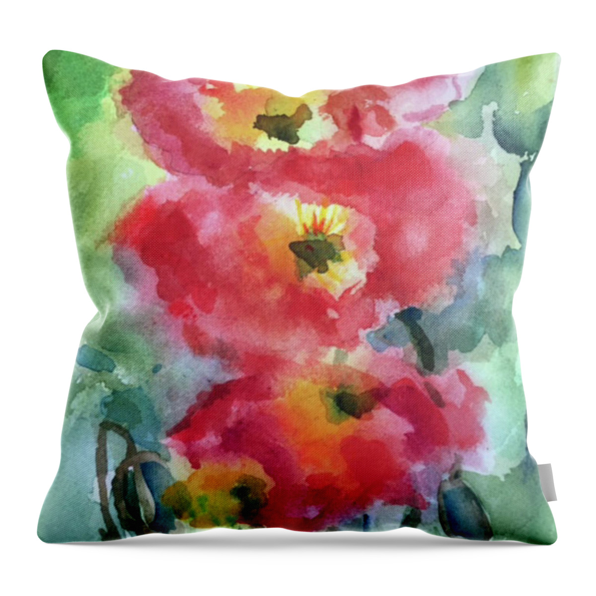 Floral Throw Pillow featuring the painting Trio by Bonny Butler