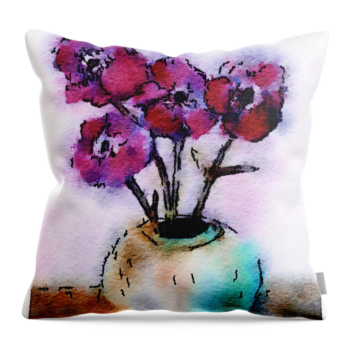 Flowers Throw Pillow featuring the painting Flowers 7 by Vanessa Katz