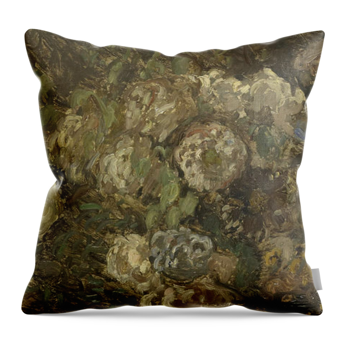 Flowers Throw Pillow featuring the painting Flowers by Claude Monet