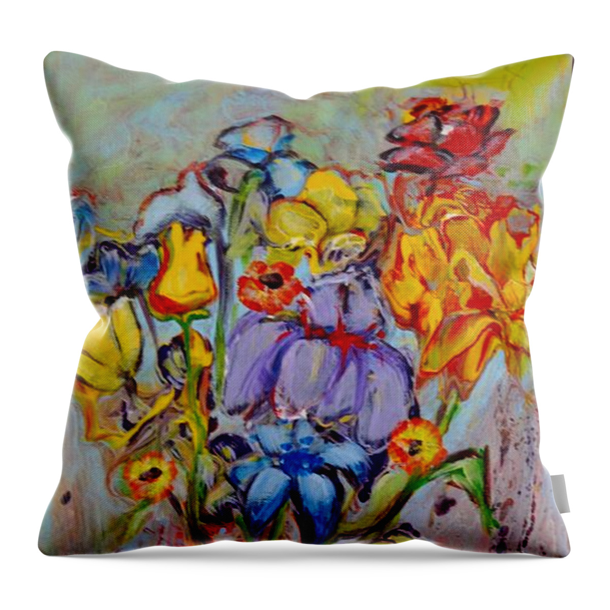 Florals Throw Pillow featuring the painting Flowers by Deborah Nell