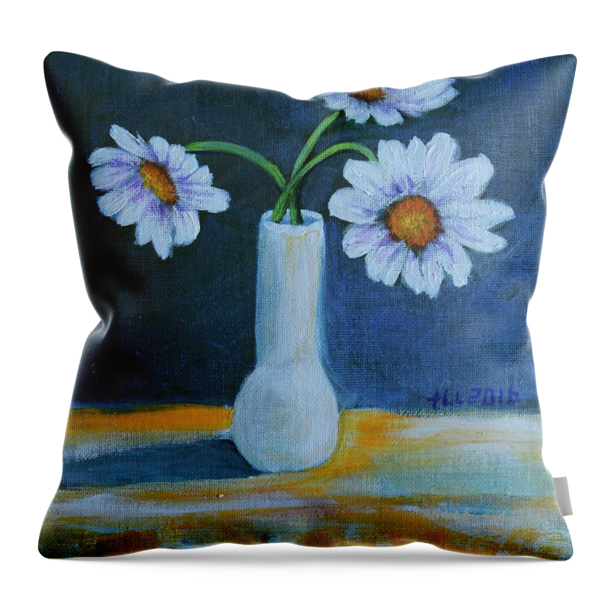 Flowers Throw Pillow featuring the painting Flowers for Greta by Theresa Cangelosi