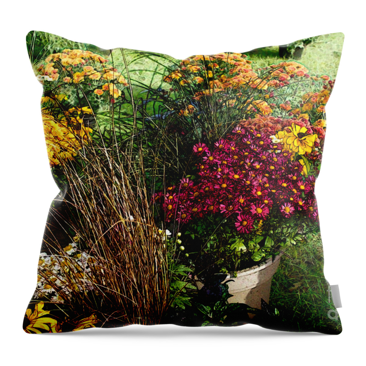 Floral Throw Pillow featuring the digital art Flowers For Sale by David Blank