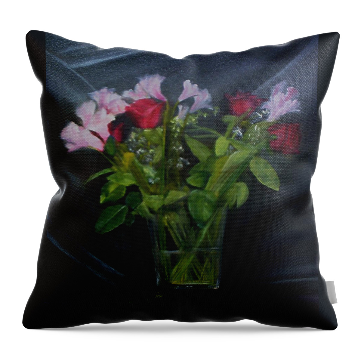 Flowers Throw Pillow featuring the painting Flowers for Sarah by Sheila Mashaw