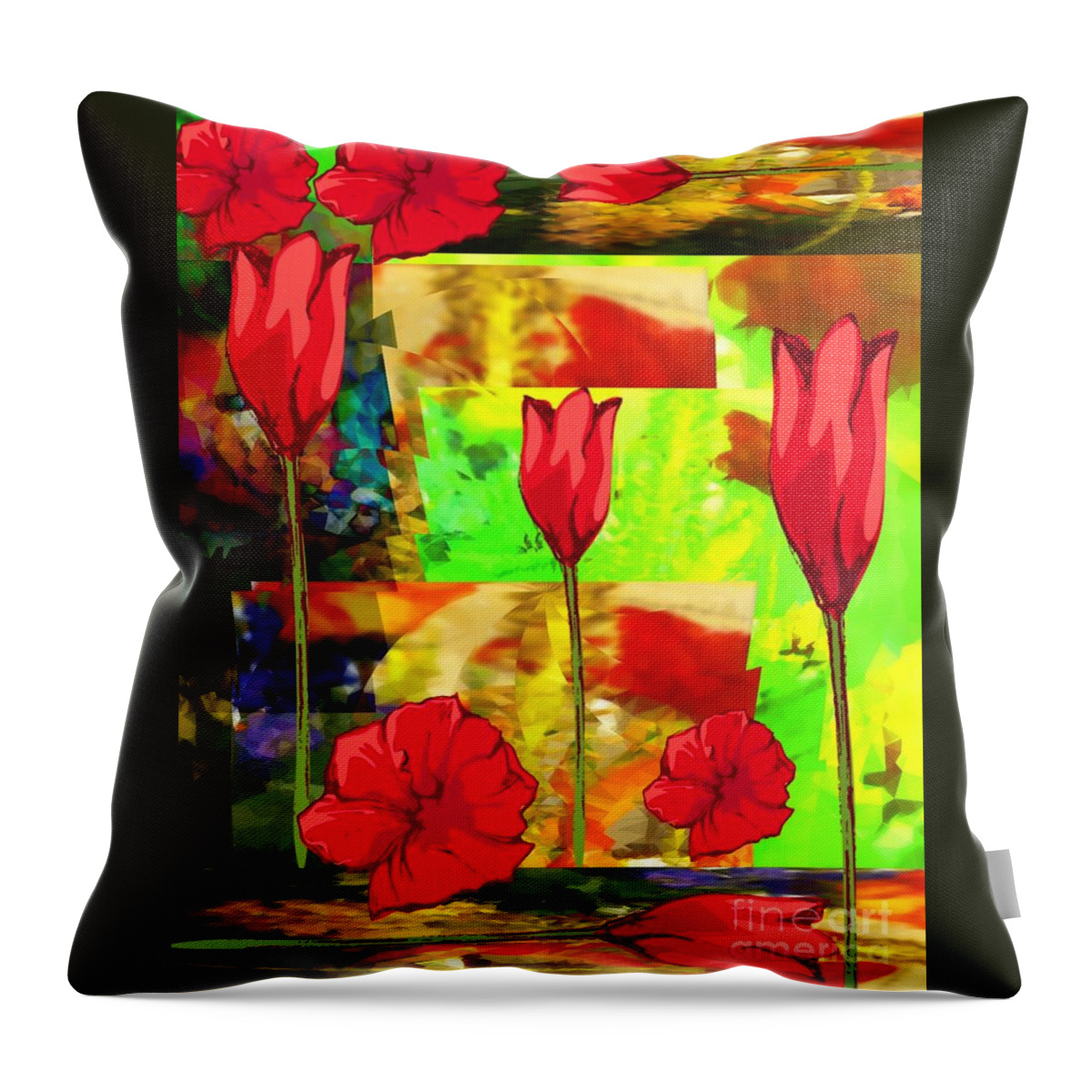 Floral Abstract All Prints And Sizes Gayle Price Thomas Digital Art Abstract Throw Pillow featuring the digital art Flowers in the Mist by Gayle Price Thomas