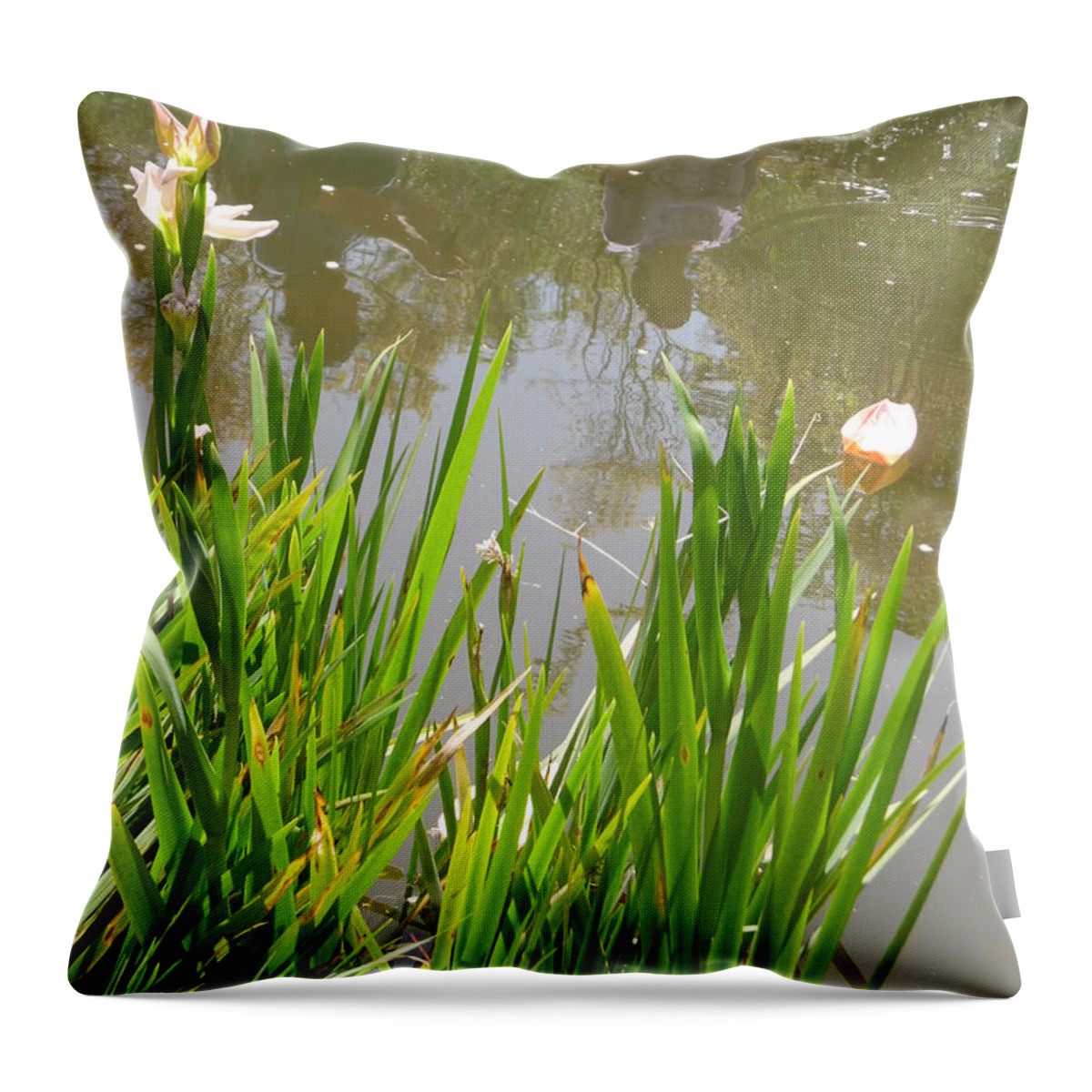 Flowers In The Water Throw Pillow featuring the painting Flowers in the Water by Esther Newman-Cohen