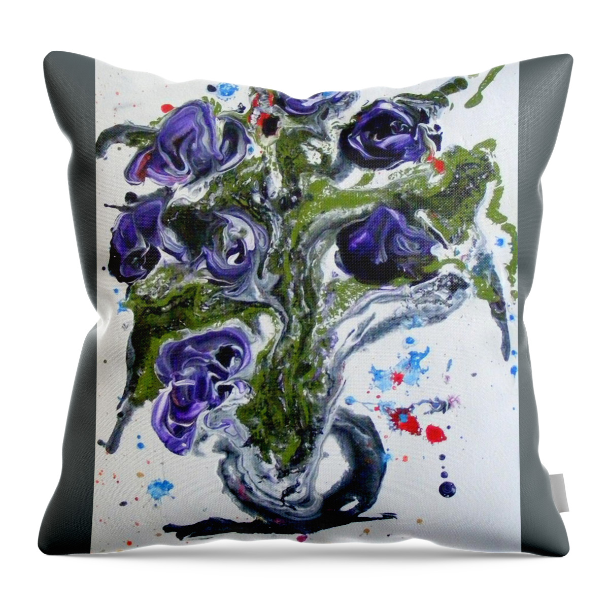 Purple Flowers Throw Pillow featuring the painting Flowers of the mind by Pearlie Taylor