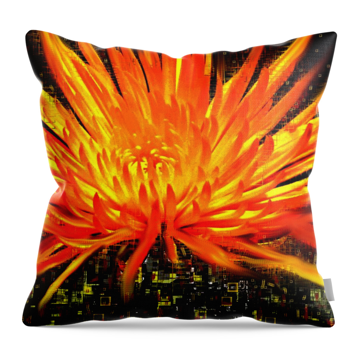 Abstract Throw Pillow featuring the digital art FlowerSquared by Ian MacDonald