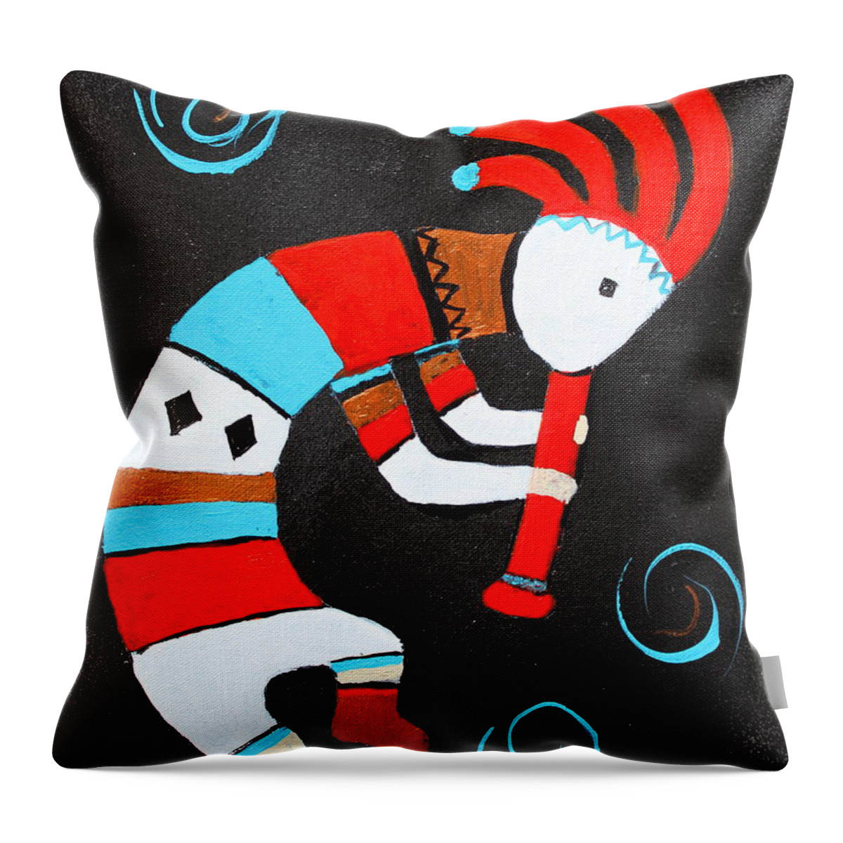 Music Throw Pillow featuring the painting Flute Player by M Diane Bonaparte