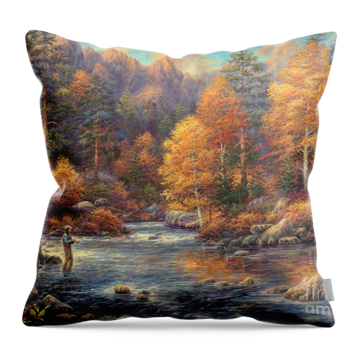 Fly Fishing Throw Pillow featuring the painting Fly Fishing Legacy by Chuck Pinson