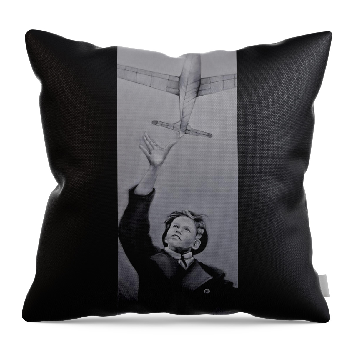 Boy Throw Pillow featuring the painting Fly by Jean Cormier