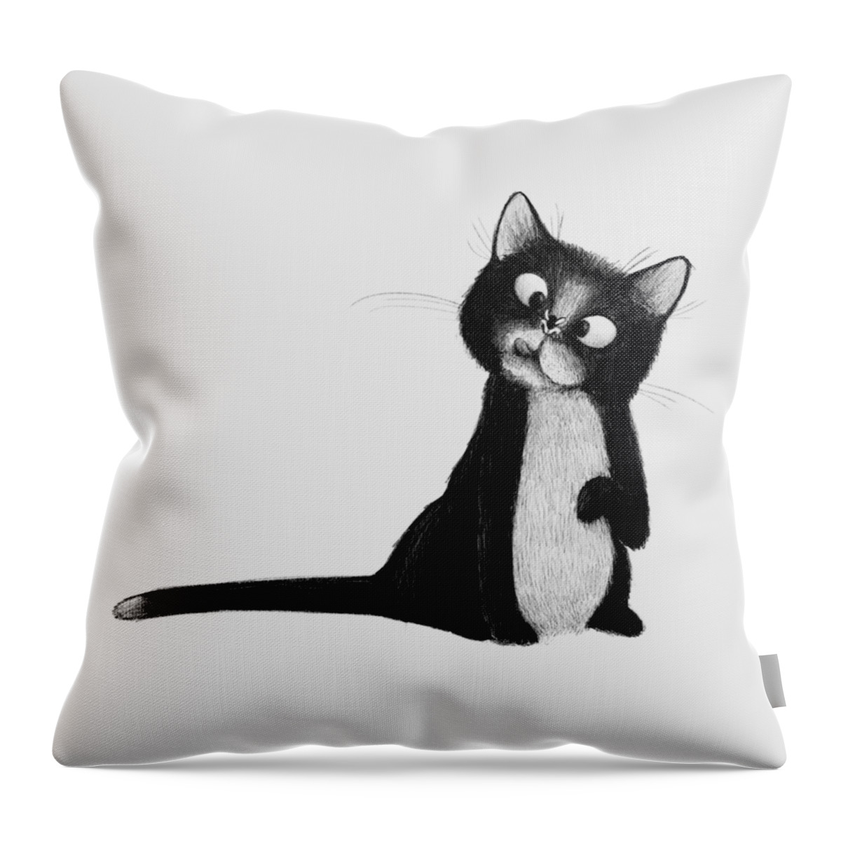 Cat Throw Pillow featuring the digital art Fly on Cat by Michael Ciccotello
