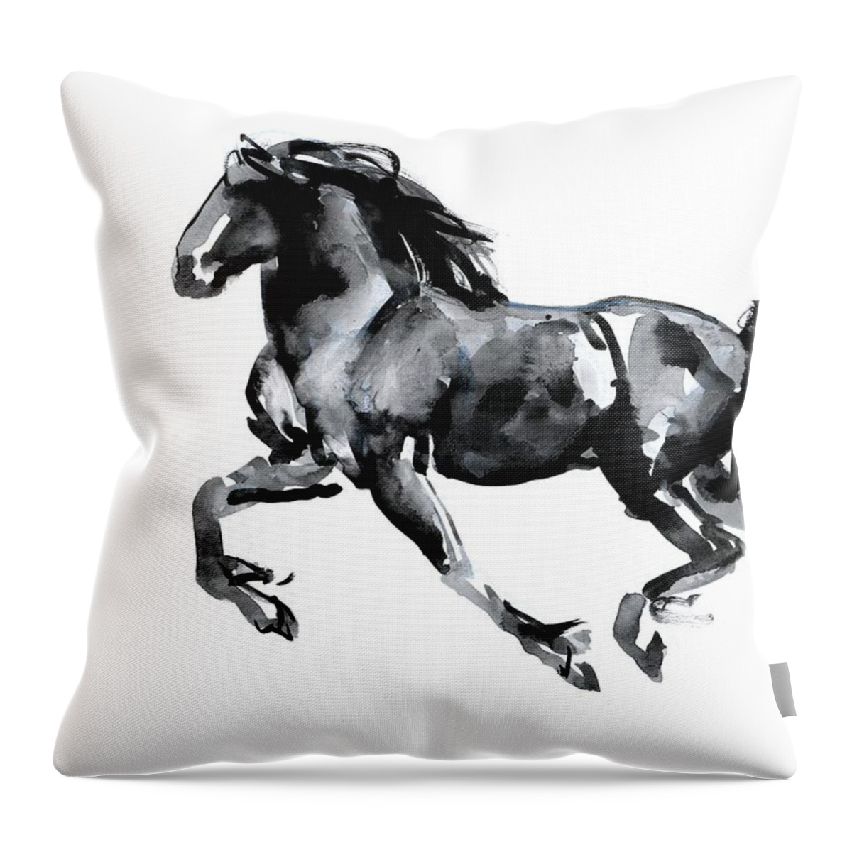 Horse Throw Pillow featuring the painting Flying Friesian by Mark Adlington