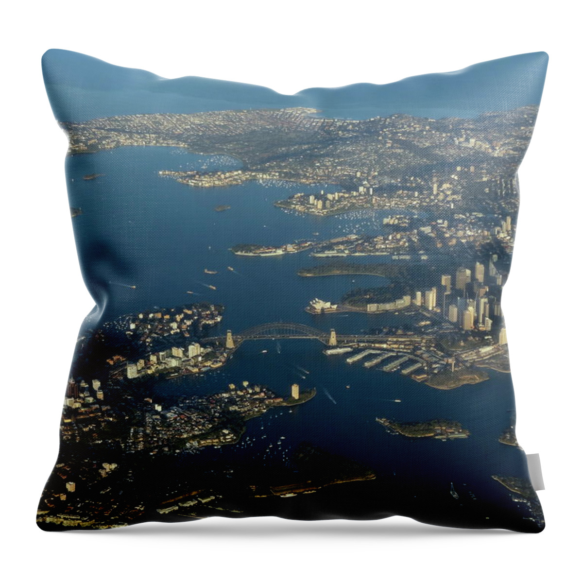 Sydney Throw Pillow featuring the photograph Flying into Sydney by Lorelle Phoenix