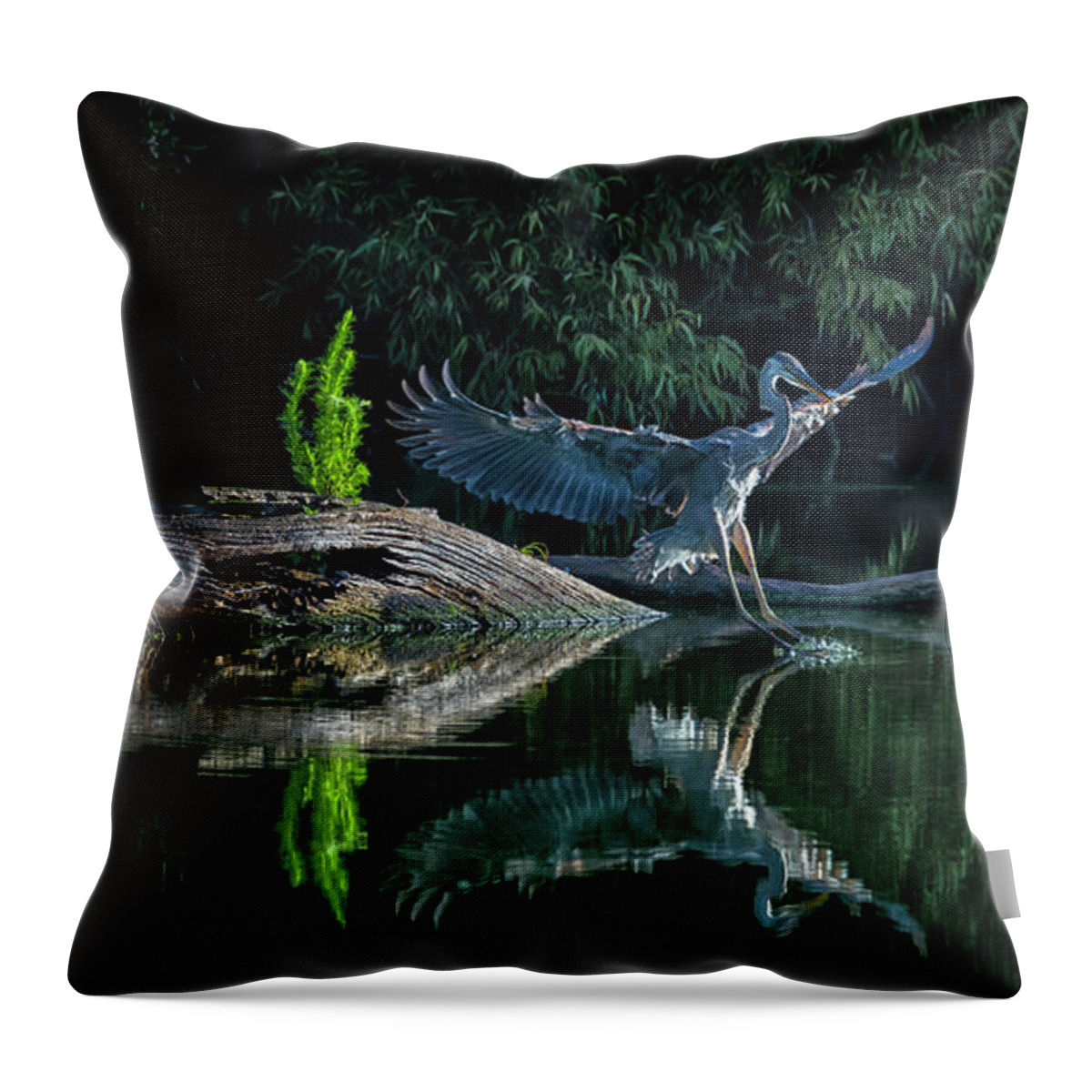 Harris Neck Throw Pillow featuring the photograph Flying Leap by Ray Silva
