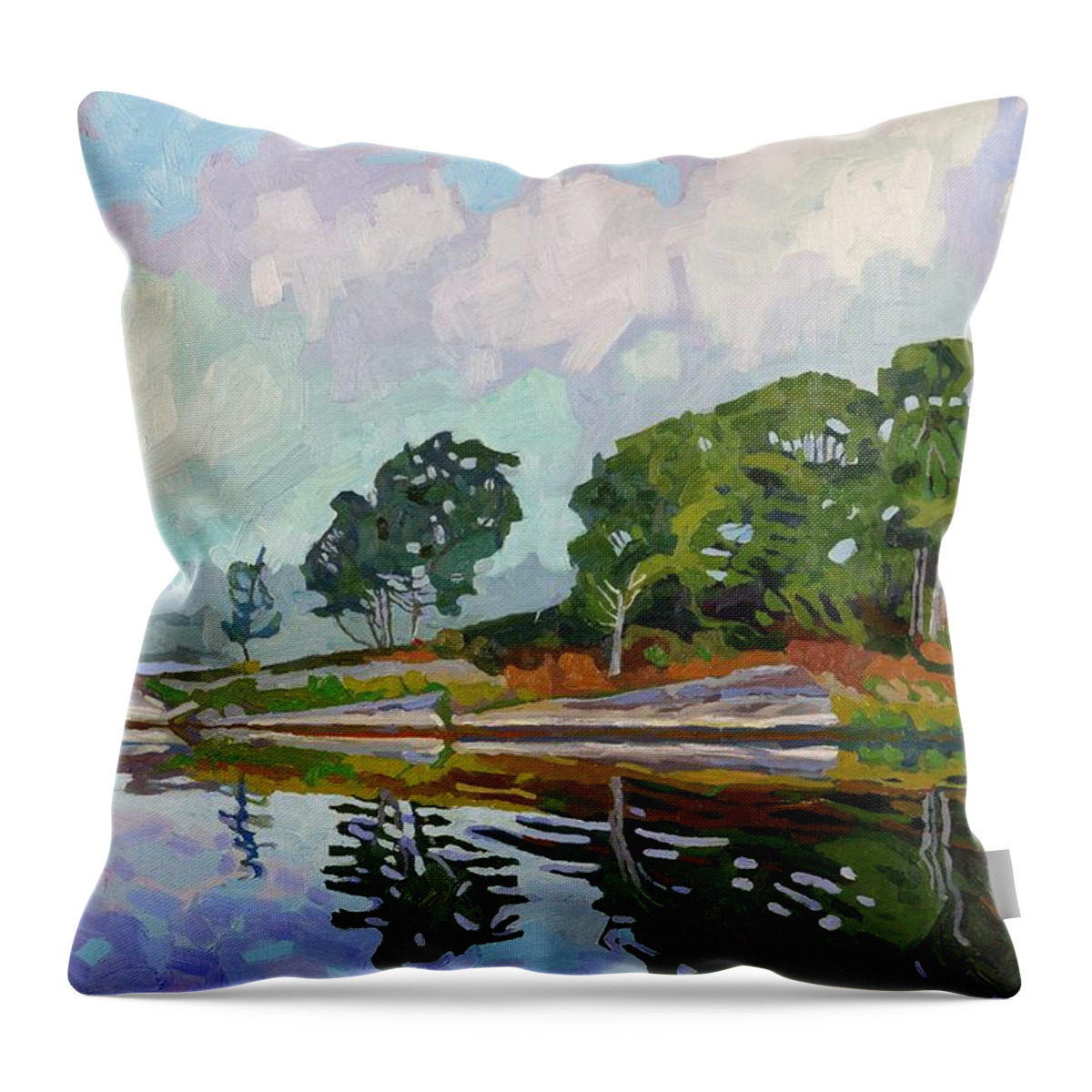 1732 Throw Pillow featuring the painting Fog at Point Paradise by Phil Chadwick