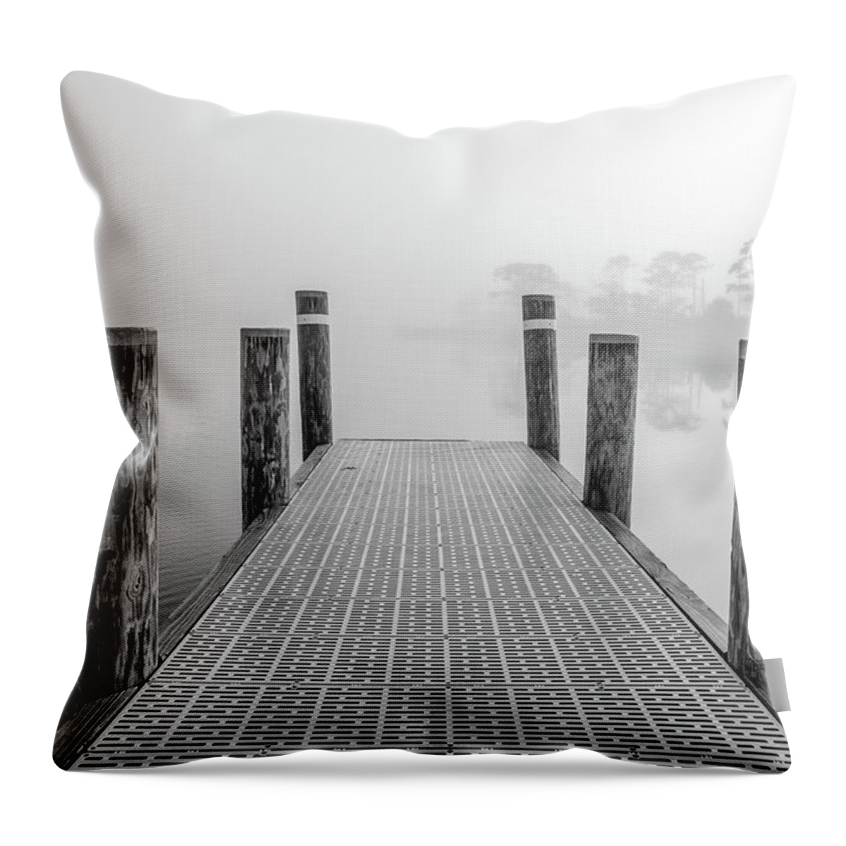 Canon 5dsr Throw Pillow featuring the photograph Foggy Dock in Alabama by John McGraw