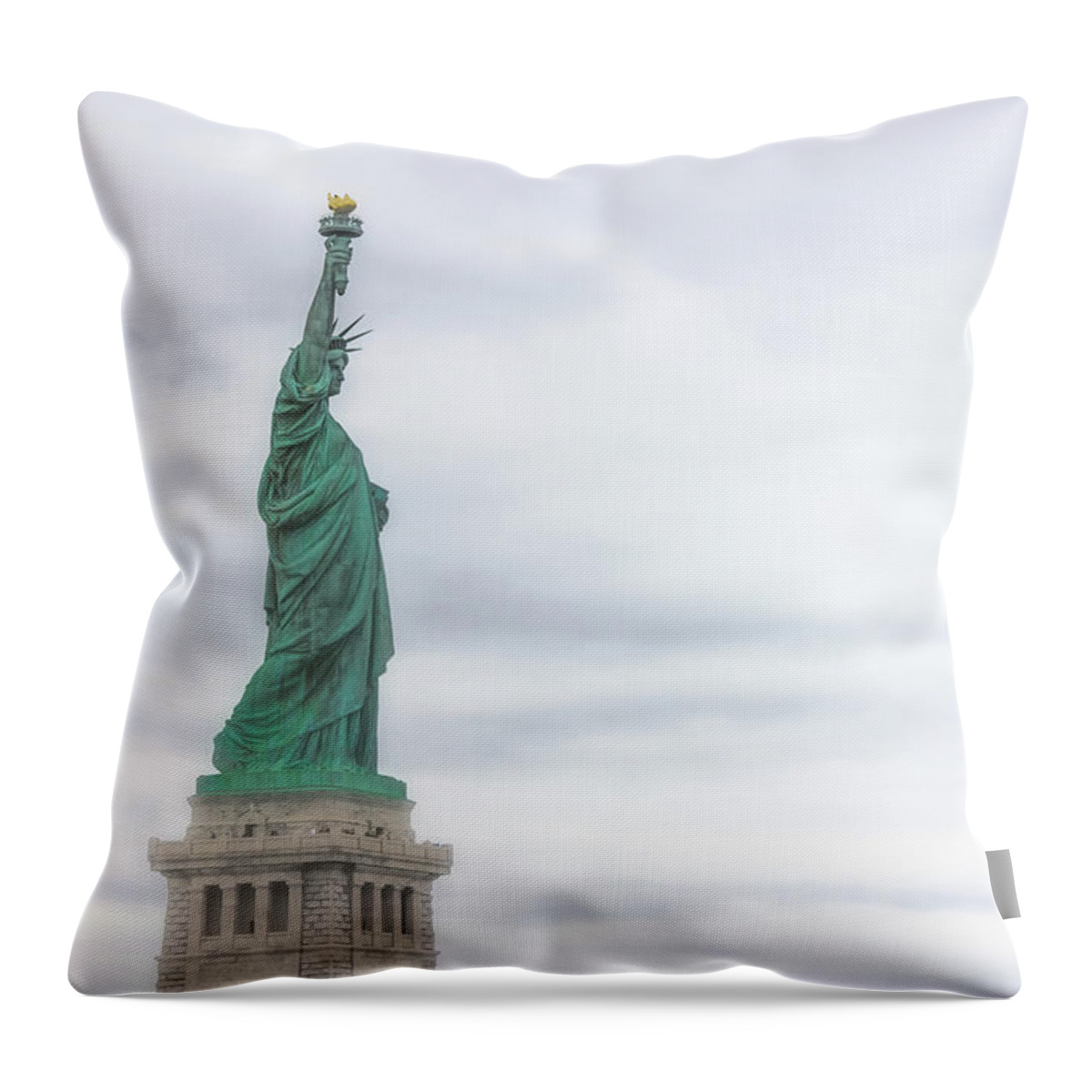 Statue Of Liberty Throw Pillow featuring the photograph Foggy Liberty by Martin Newman