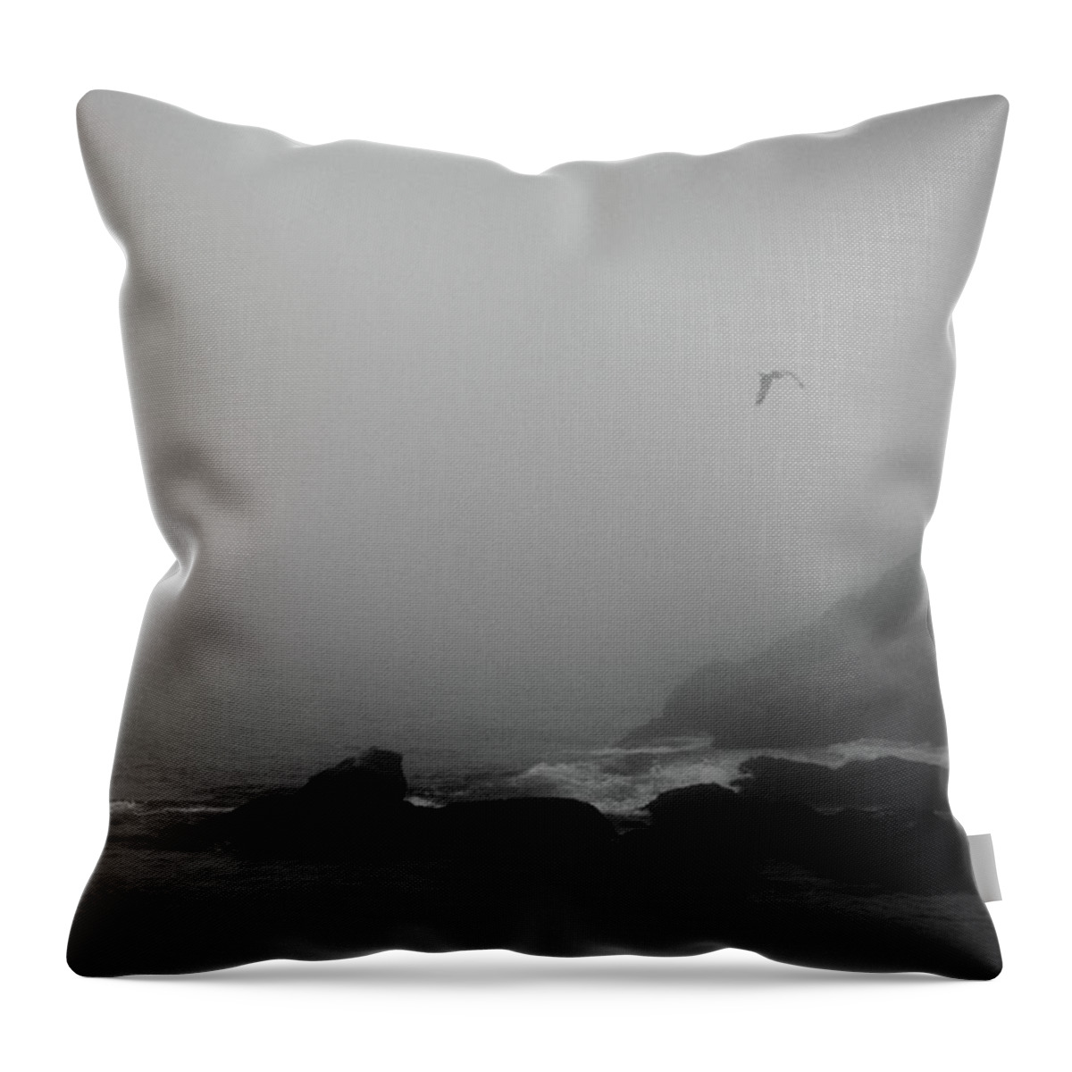 Maine Throw Pillow featuring the photograph Foggy Maine Coast by Barry Wills