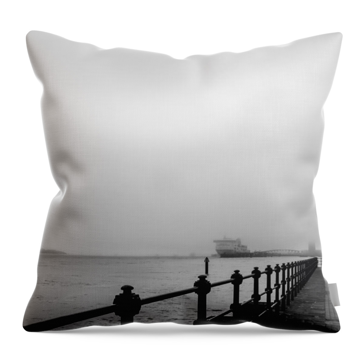 Port Throw Pillow featuring the photograph Foggy Mersey by Spikey Mouse Photography