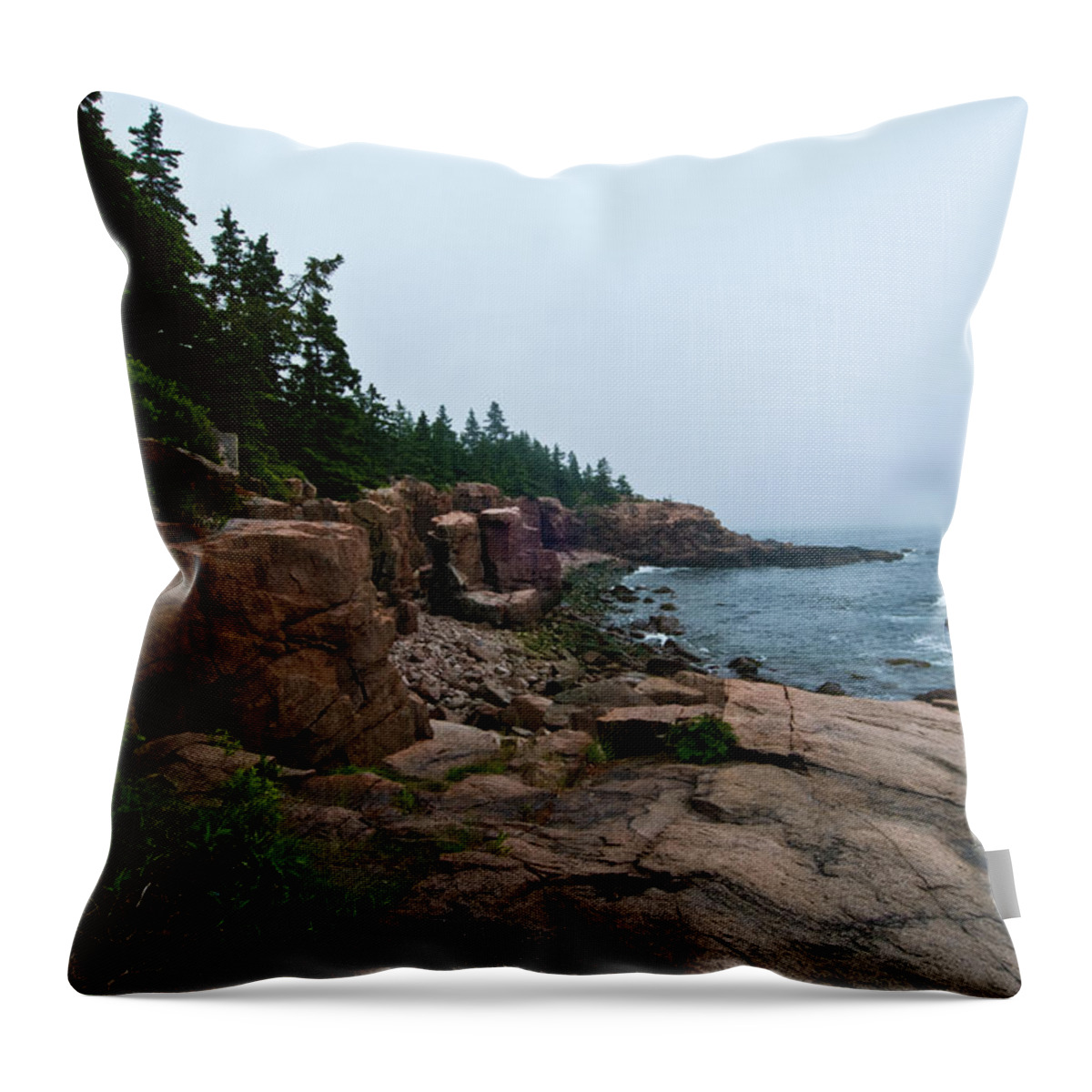 acadia National Park Throw Pillow featuring the photograph Foggy Morning by Paul Mangold