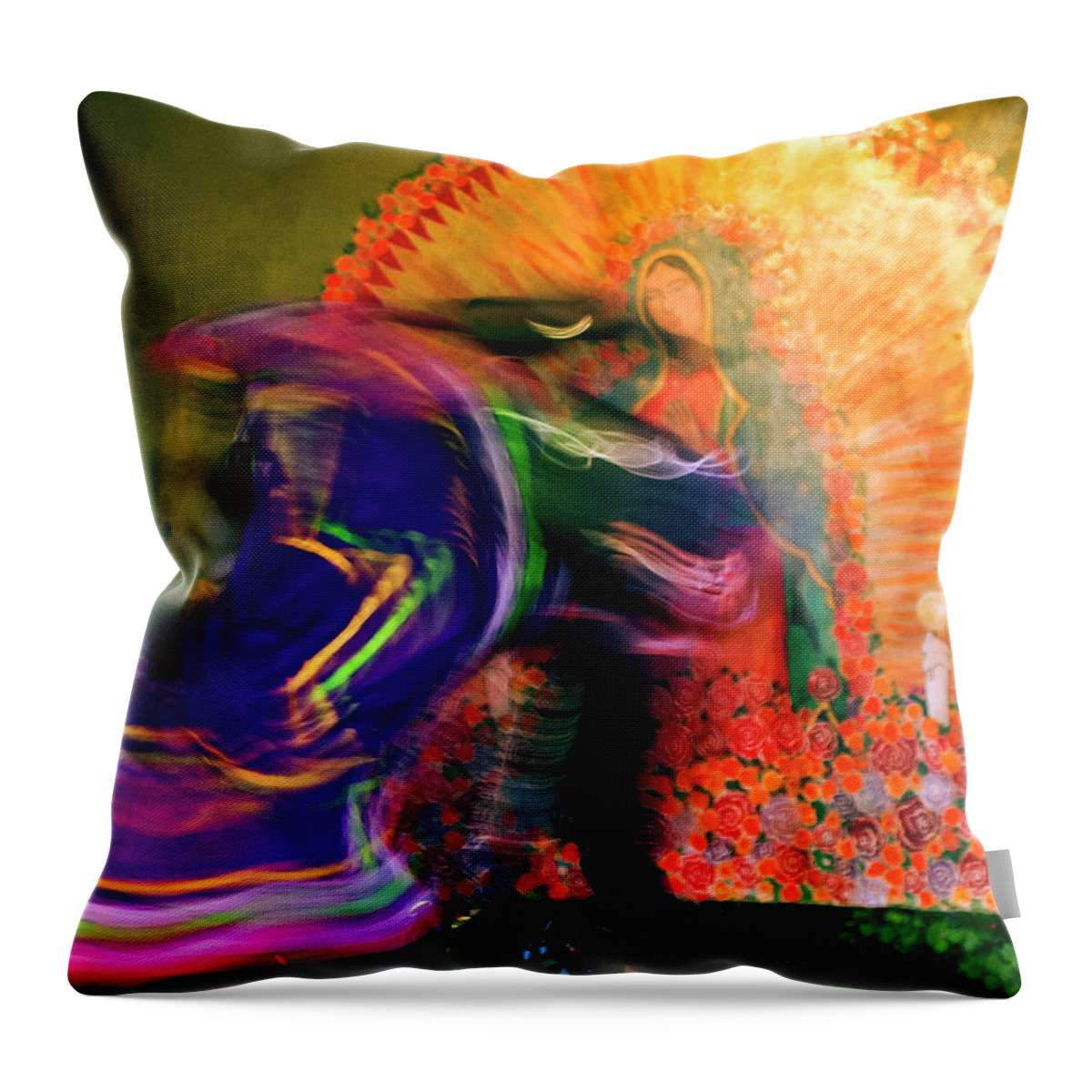 Folklorico Throw Pillow featuring the photograph Folklorico Abstract Mexican Dancers by Gigi Ebert