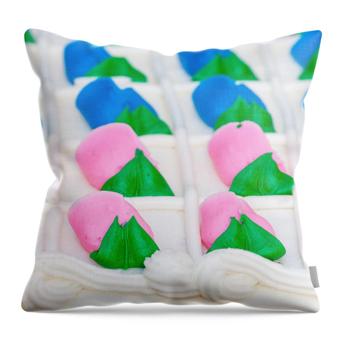 Birthday Cakes Throw Pillow featuring the photograph Fondant close-up by Brian Green