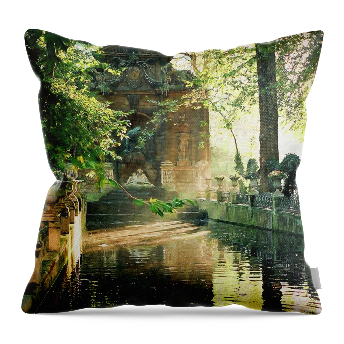 Fountain Throw Pillow featuring the photograph Fontaine de Medicis by Kathy Bassett
