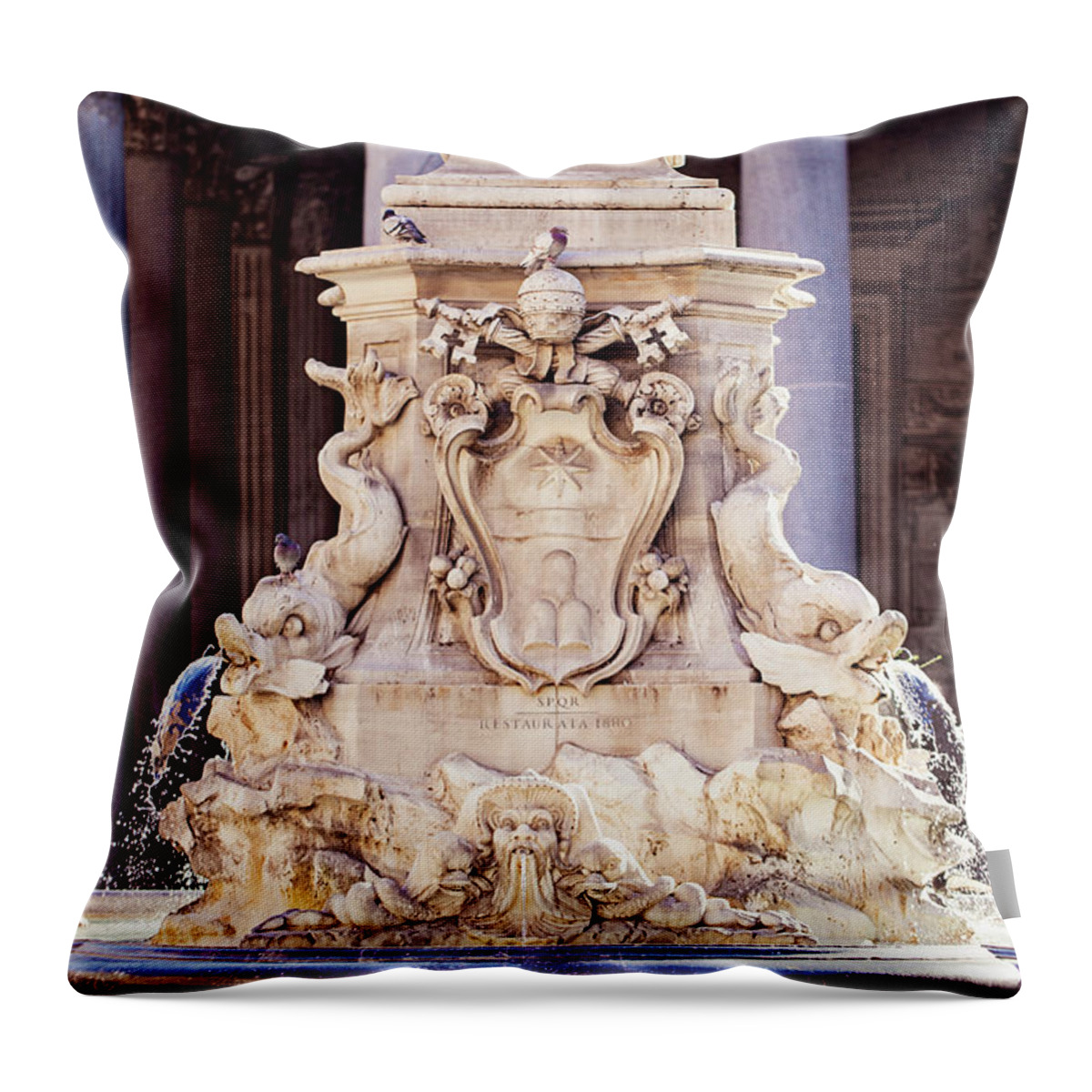 Fontana Del Pantheon Throw Pillow featuring the photograph Fontana del Pantheon - Pantheon Fountain II by Melanie Alexandra Price