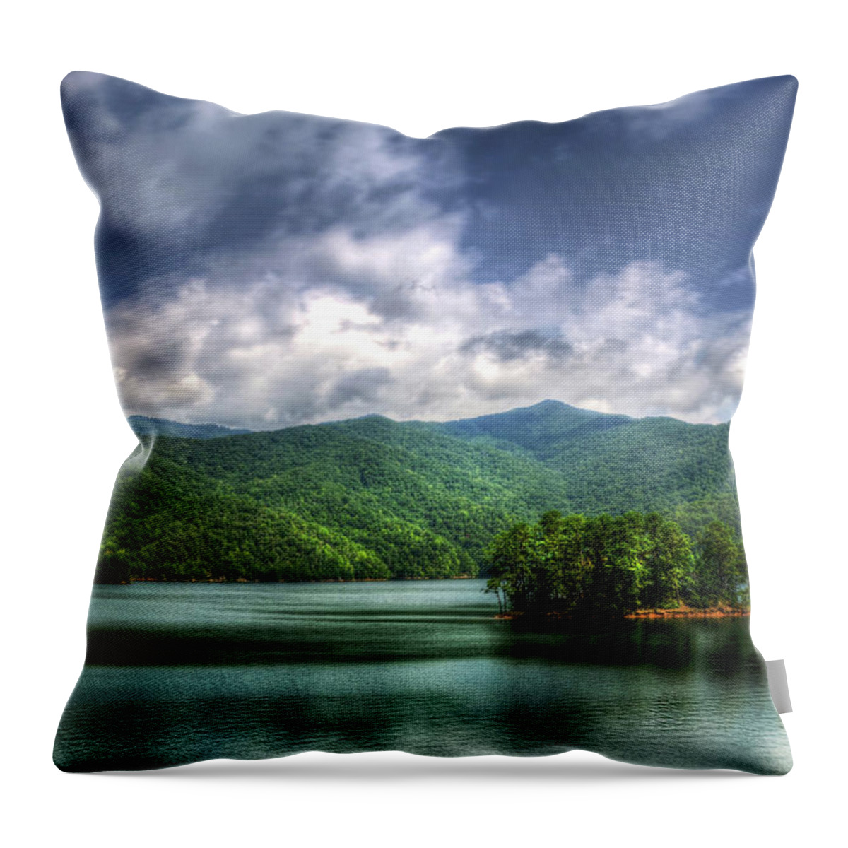 Western North Carolina Throw Pillow featuring the photograph Fontana Lake Lighter by Greg and Chrystal Mimbs