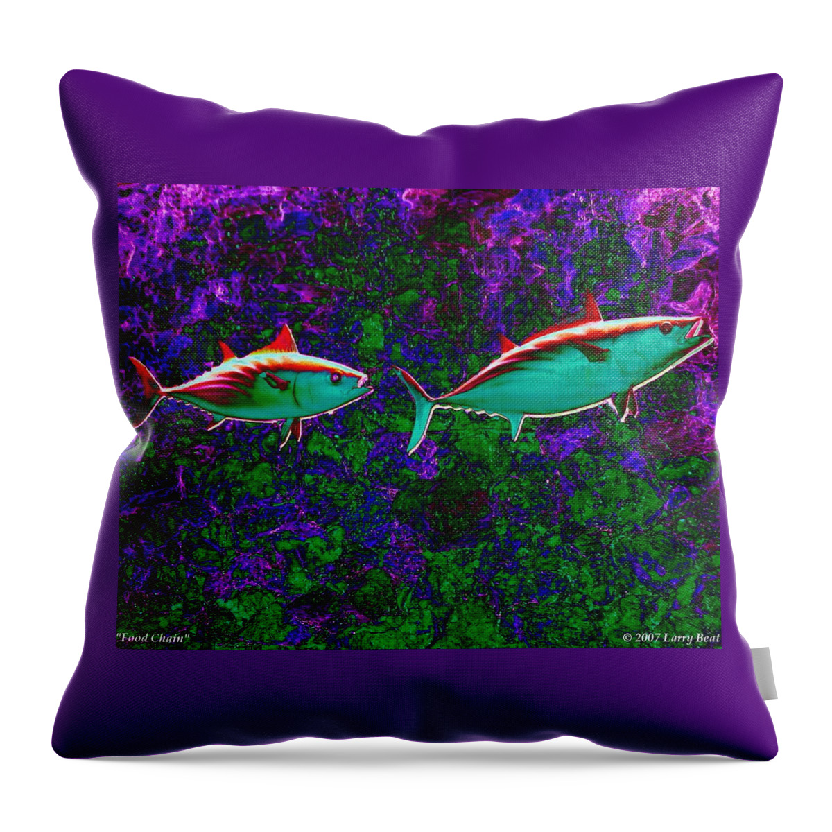 Fish Throw Pillow featuring the digital art Food Chain by Larry Beat