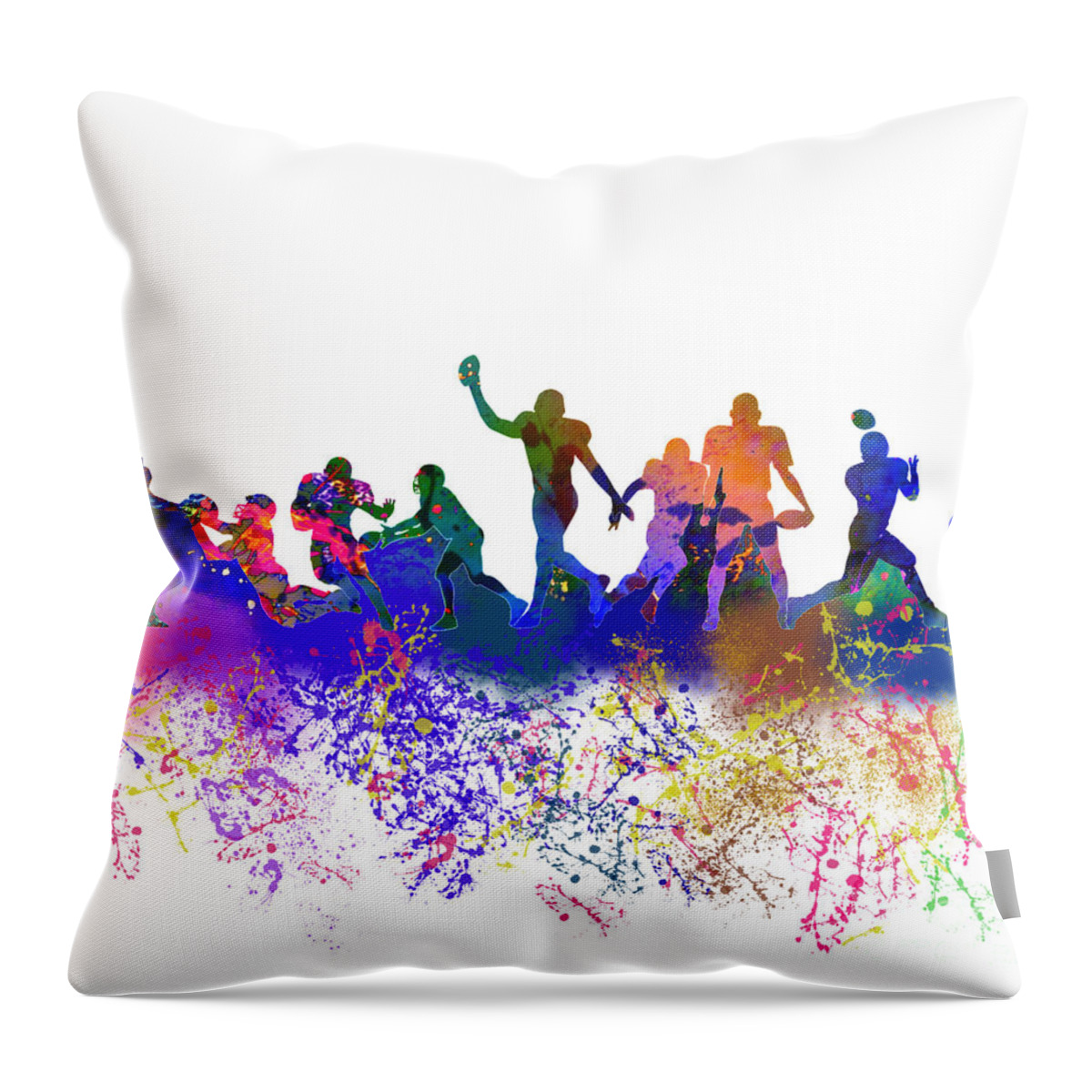  Throw Pillow featuring the mixed media Football players skyline by Simo Bikazzan