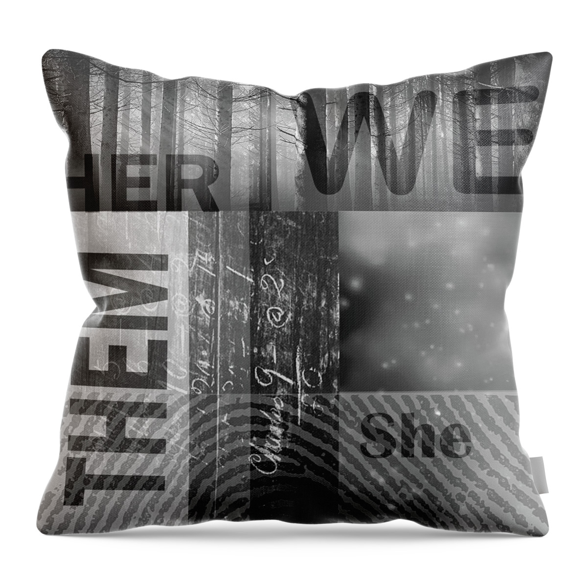 Feminist Abstract Throw Pillow featuring the digital art For Her by Nancy Merkle