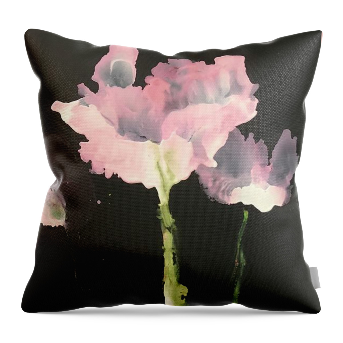 Peach Wild Flowers Throw Pillow featuring the painting For You by Tommy McDonell