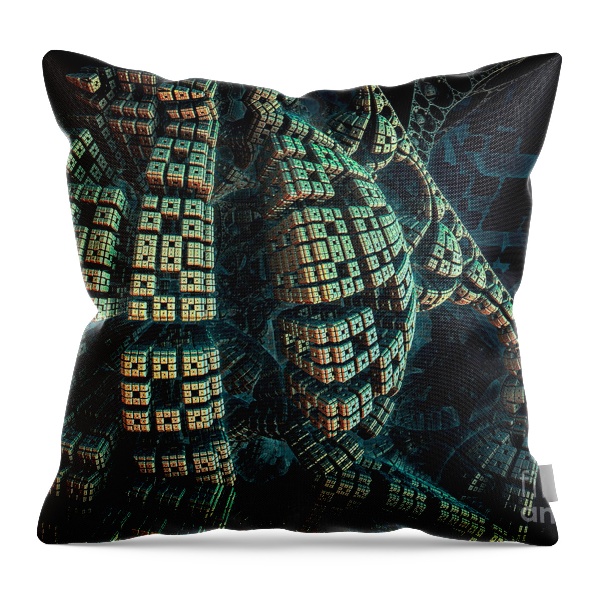 Fractal Throw Pillow featuring the digital art Forbidden Planet by Melissa Messick