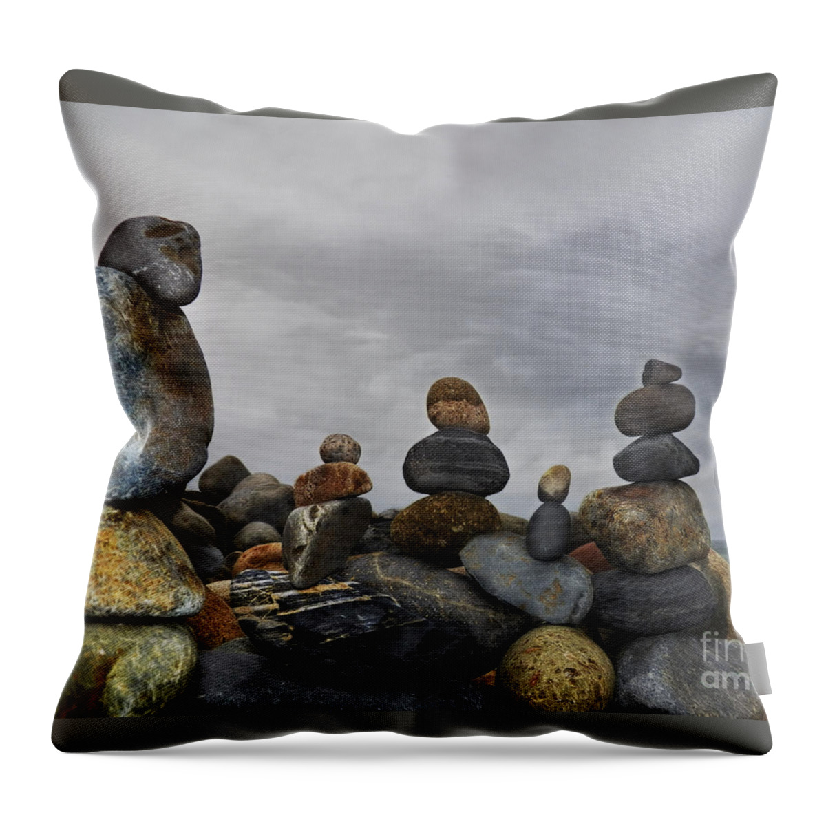 Rocks Throw Pillow featuring the digital art Force of Adherence by Rhonda Strickland
