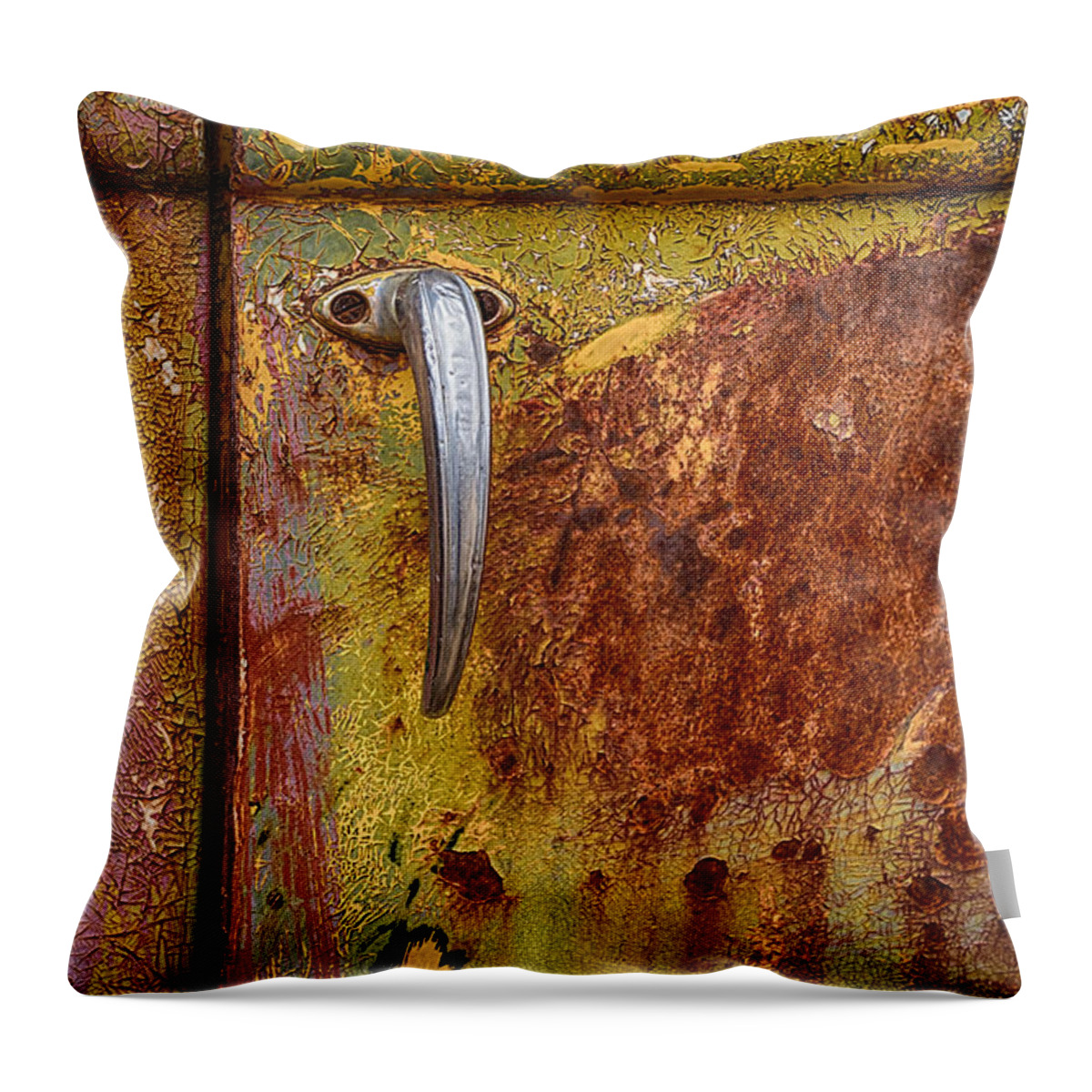 Ford Rusting In Peace Throw Pillow featuring the photograph Ford Rusting in Peace by Priscilla Burgers