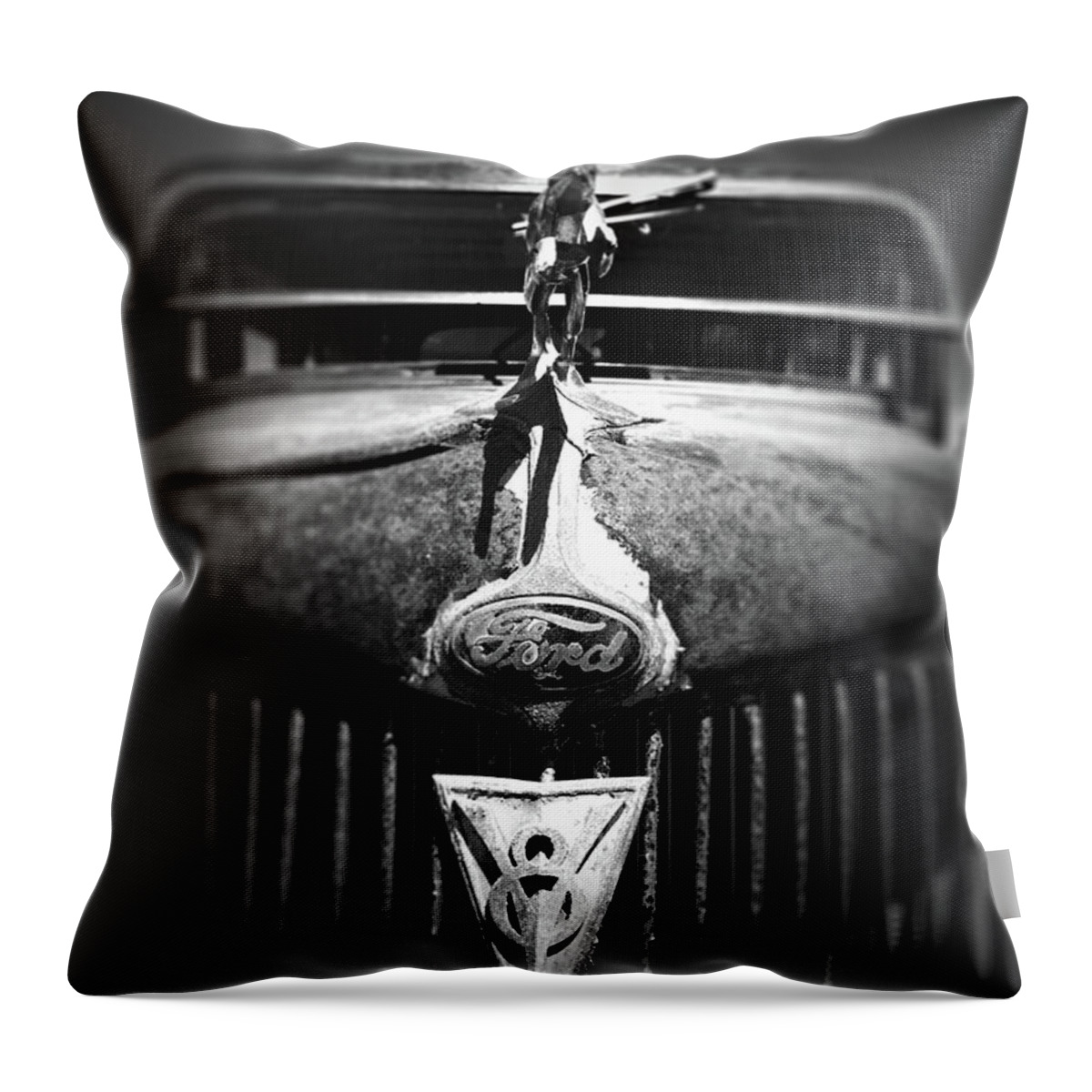 Kelly Hazel Throw Pillow featuring the photograph Ford V8 Grill Teeth by Kelly Hazel