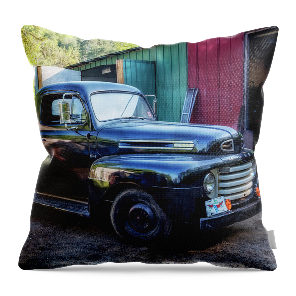 1948 Throw Pillow featuring the photograph Fords by Debra and Dave Vanderlaan