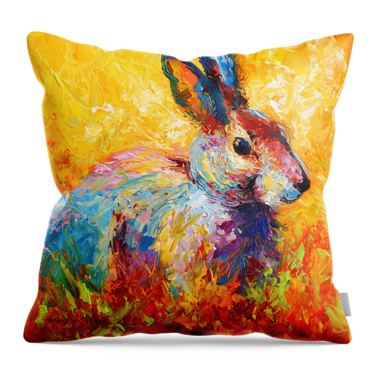 #faatoppicks Throw Pillow featuring the painting Forest Bunny by Marion Rose