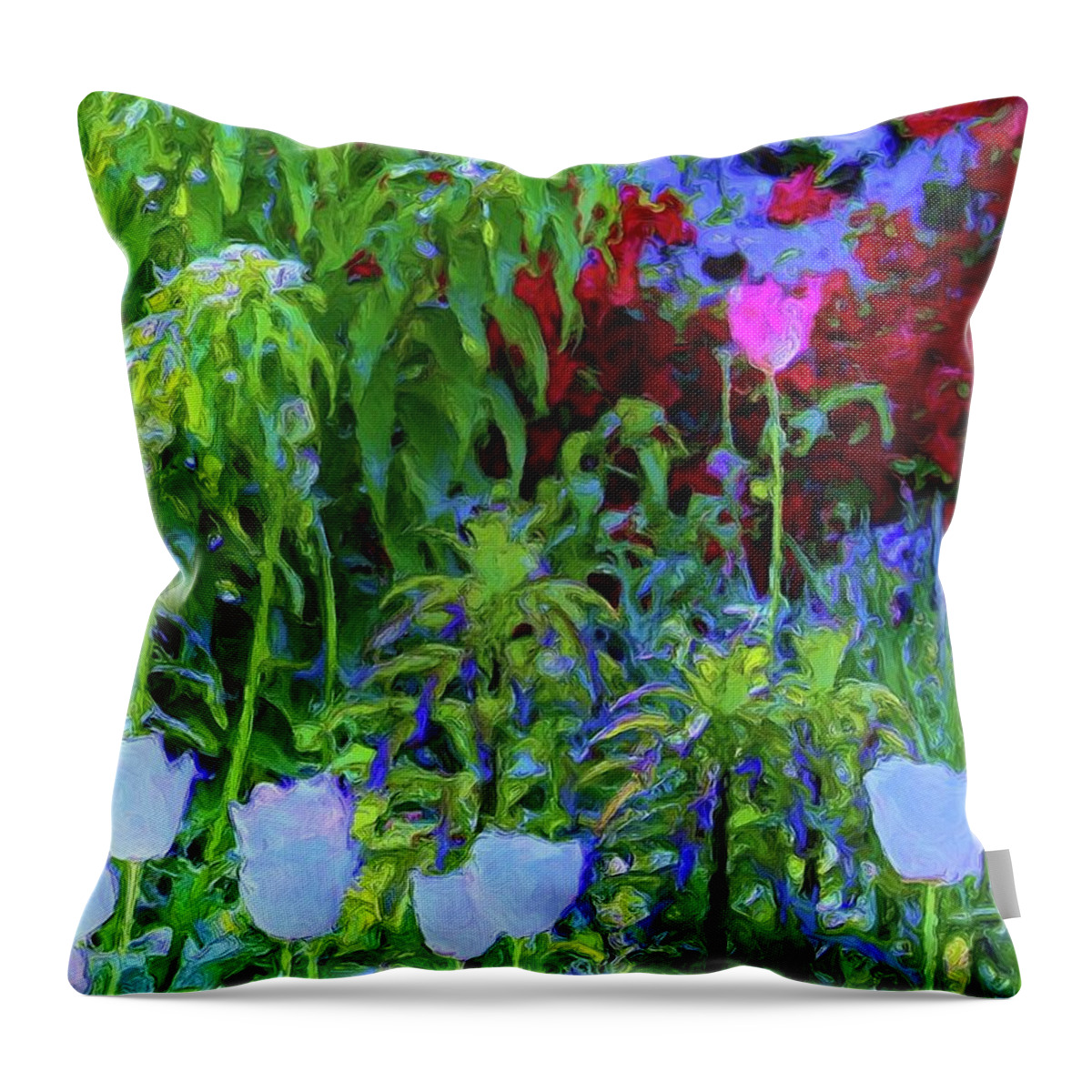 Nature Throw Pillow featuring the painting Forest Flowers Different One by Susanna Katherine