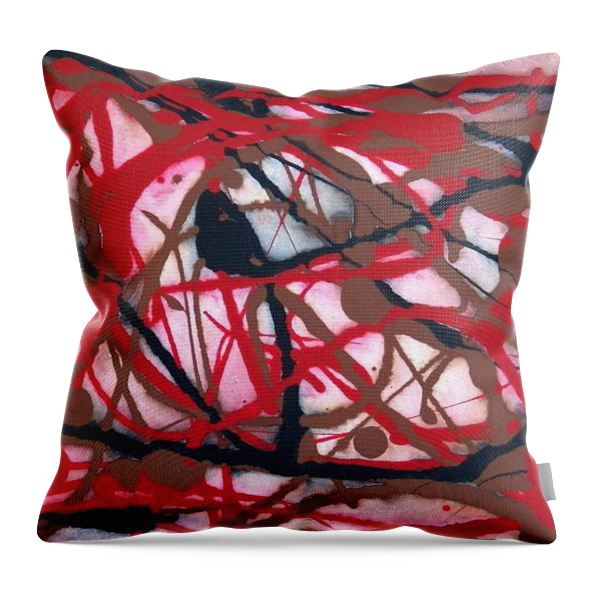 Abstract Throw Pillow featuring the painting Forest Sunset by Corinne Elizabeth Cowherd