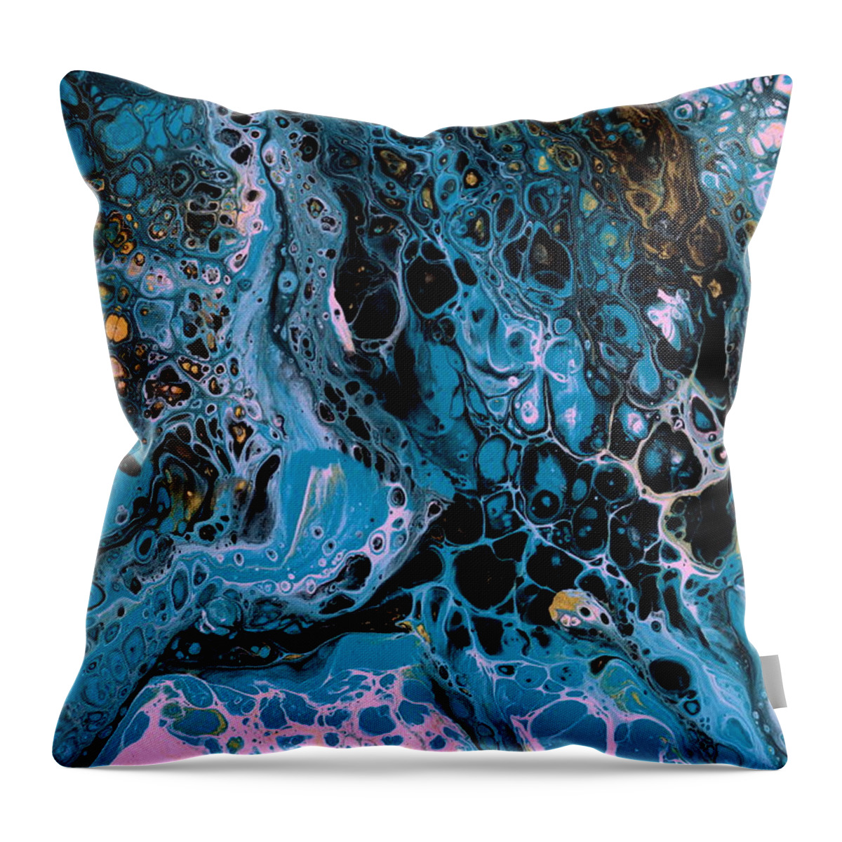 Acrylic Pouring Throw Pillow featuring the painting Forever by Marionette Taboniar